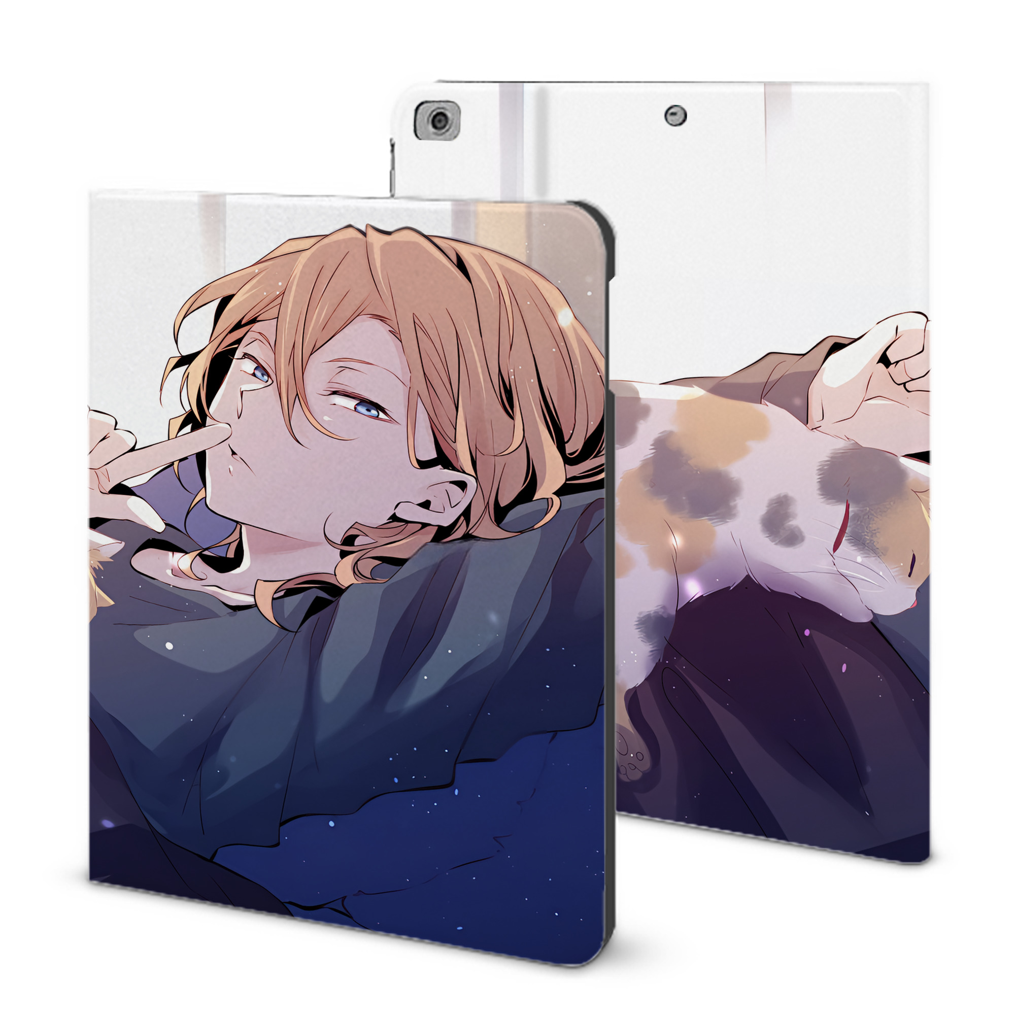 （画像用） 文豪ストレイドッグス Bungo Stray Dogs IPad ケース ブック型 PUレザー TPU 耐衝撃 軽量 薄型 ペン収納なし 全面保護 IPad 各モデル対応